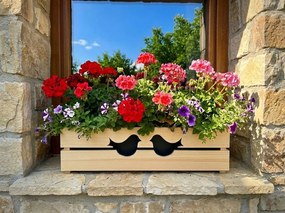 AMADEA Drevený obal s hrantíkom s vtáčikmi, 62x21,5x17cm, český výrobok