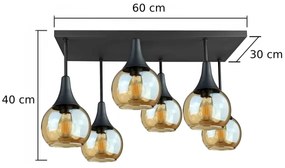 Prisadený luster SOMA 6xE27/60W/230V čierna/dymová béžová