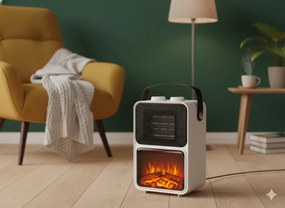 ELEKTRICKÝ KRB – IMITÁCIA PLAMEŇA – BIELY – 13,5 x 21 x 36 CM – 600/1200 W