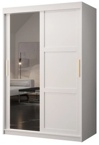 Šatníková skriňa Riven 2 120 (biela matná) (so zrkadlom). Akcia -20%. Vlastná spoľahlivá doprava až k Vám domov. 1064169
