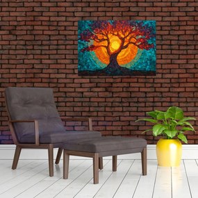 Obraz - Strom života a slnko v mozaike (70x50 cm)