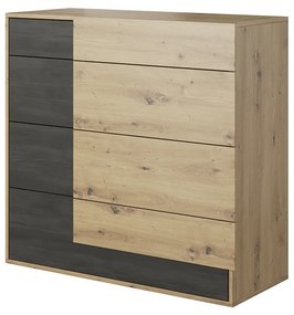 Komoda 4S, dub artisan/čierna borovica nórska, BAFRA