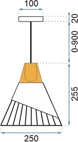 Toolight - Škandidávska závesná stropná lampa 1xE27 APP223-1CP, čierna-hnedá, OSW-00890