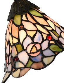 Ružová stolná lampa Tiffany v tvare kvetu Flowé - 27*15*48 cm E14/max 1*40W