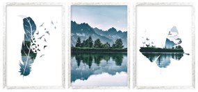 Gario Sada plagátov Horská panoráma - 3 dielna Farba rámu: Zlatá, Veľkosť: 135 x 63 cm
