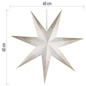 Vánoční papírová hvězda PINKI zlaté třpytky 60 cm bílá