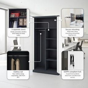 Uzamykateľná hospodárska skriňa antracitovo-biela DAWID 900 x 1850 x 450 mm