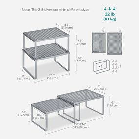 Kuchynská polica, 2 ks, organizér na korenie, strieborný