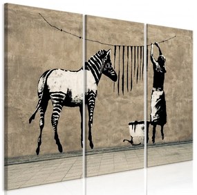 Artgeist Obraz - Banksy: Washing Zebra on Concrete (3 Parts) Veľkosť: 120x80, Verzia: Premium Print