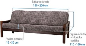 Bielastické poťahy MARMO hnedé trojkreslo s drevenými rúčkami (š. 150 - 200 cm)