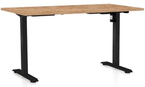 Výškovo nastaviteľný stôl OfficeTech A, 120 x 80 cm, čierna podnož, dub kraft