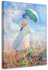 Gario Obraz Žena s dáždnikom otočená doprava - Claude Monet, reprodukcia Veľkosť: 80 x 120 cm, Prevedenie: Obraz na plátne