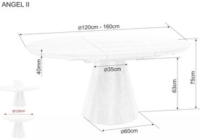 Rozkladací jedálenský stôl Angel 120/160 cm sivý mramor/čierny