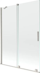 Mexen Velar, 2-krídlová posuvná vaňová zástena 130 x 150 cm, 8mm číre sklo, brúsená oceľ, 896-130-000-01-97