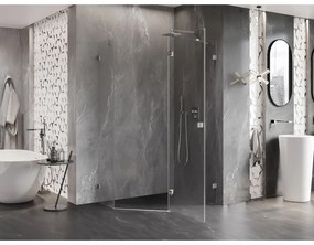 Mexen Lunar, pravý výklopný päťuholníkový sprchový kút 100 x 80 cm, 8mm číre sklo, oceľový profil, 831-100P-080L-97-00-P