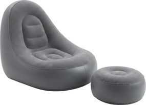 Nafukovacie kreslo s taburetom RESTIO 86x88 cm, sivé
