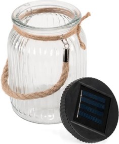 Záhradné solárne sklenice s vešákom, 3 LED, biele