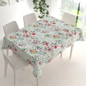 Biante Bavlnený obdĺžnikový obrus Sandra SA-415 Kvety na mintovom hexagóne 100x160 cm