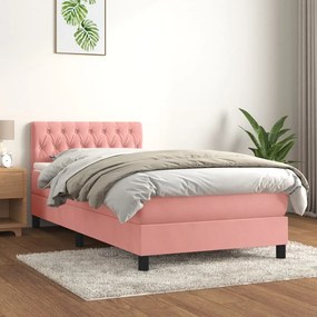 Posteľný rám boxsping s matracom ružový 90x190 cm zamat 3141460