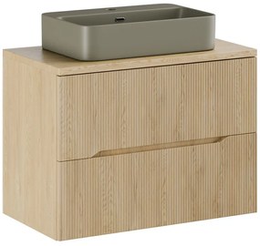 Závěsná skříňka Nordic Trust s deskou a umyvadlem 80 cm dub cremona