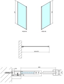 Polysan Polysan, MODULAR SHOWER stena na inštaláciu na múr, pre pripojenie otoč.panelu 900 mm, MS3A-90