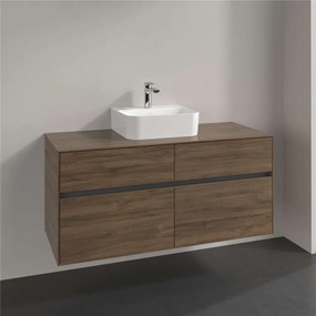 VILLEROY &amp; BOCH Collaro závesná skrinka pod umývadlo na dosku (umývadlo v strede), 4 zásuvky, 1200 x 500 x 548 mm, Arizona Oak, C09700VH