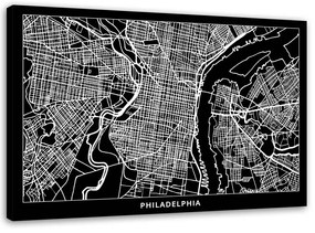 Obraz na plátně Filadelfie Mapa města - 120x80 cm