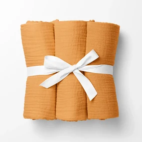 Biante Mušelínová plienka/dečka Nature MSN-001 Horčicovo oranžová - ZVÝHODNENÁ SADA 3 KS 70x70 cm - Sada 3 ks