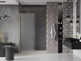 Mexen Velar, posuvné sprchové dvere do otvoru 140 cm, 8mm sklo námraza, zlatá matná, 871-140-000-31-55