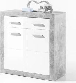 Komoda Stone 82 cm, betón/biela%