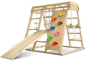 Detské vnútorné drevené ihrisko so šmykľavkou, skladacie veľ