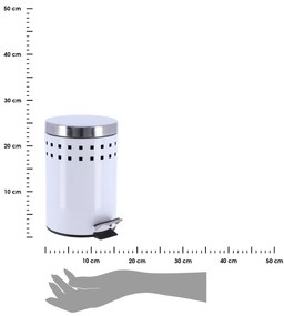 Odpadkový kôš Attila, biela/s chrómovými prvkami, 3L