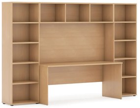 Zostavy knižníc s integrovaným stolom, nižšie, 2950 x 700/400 x 1923 mm, buk