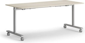 Mobilný stôl MATCH, 180x80 cm, sivá podnož, dub prírodný