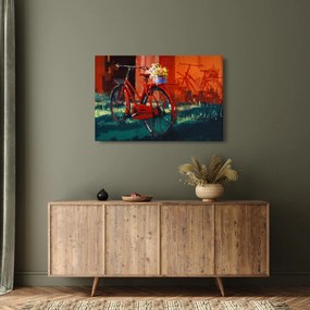 Obraz červeného kolesa, akrylová maľba (90x60 cm)