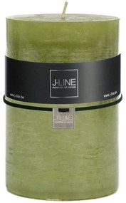 Rustikálna stĺpová sviečka v trávovo-zelenom  farebnom prevedení 80 hodín/ 10 x 10 x 15 cm Jolipa 42359