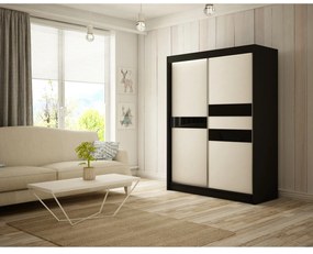 Kvalitná Šatníková Skriňa Arrow 120 cm Čierny Mat/Biely Mat Čierna