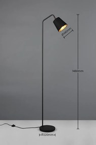 Čierna stojacia lampa s textilným tienidlom (výška 148 cm) Buddy – Reality
