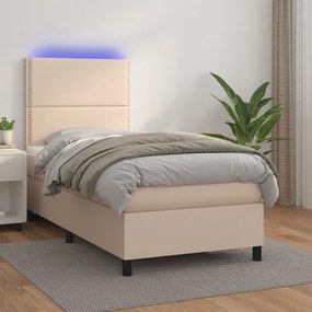 Boxspring posteľ matrac a LED kapučínová 80x200cm umelá koža 3135854
