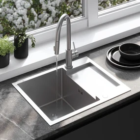 Rea Paul, 1-komorový oceľový drez 600x480x185 mm, brúsená oceľ, ZLE-06009