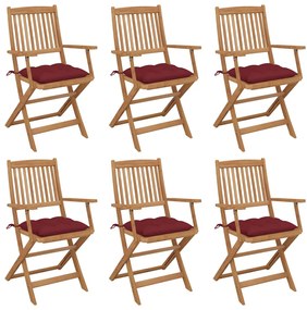 Skladacie záhradné stoličky so sedákmi 6 ks akáciový masív 3074964