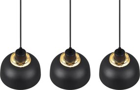 Závesné stropné osvetlenie Punch, čierno-zlatá, 3 svietidlá