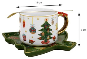 Porcelánová šálka s podšálkou Christmas Tree 250 ml