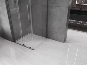 Mexen Velar L, sprchový kút s posuvnými dverami 100 x 100 cm, 8mm číre sklo, grafit brúsený, 871-100-100-03-65