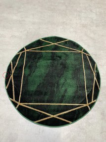 Dywany Łuszczów, POŠKODENÝ Kusový koberec Emerald 1022 green and gold kruh, 120x120 (priemer) kruh, zelená, obývacia izba
