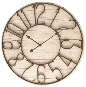 Drevené hodiny s kovovým ciferníkom - Ø 72 * 7 cm / 2 * AA