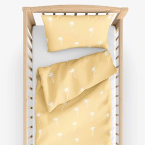 Goldea detské bavlnené obliečky do postieľky - palmy na žltej 90 x 140 a 40 x 60 cm