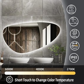 Erga Amelia, asymetrické LED zrkadlo 140x75 cm, 4477 lm, 3 farby svetla, zadné osvetlenie, ERG-V01-407-1475-00