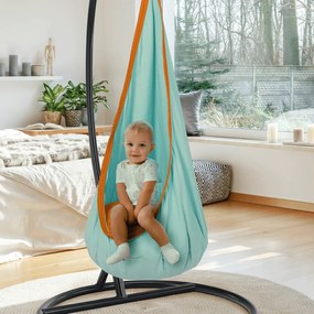 Tempo Kondela Závesné hojdacie kreslo, modrá/oranžová, SIESTA TYP 1