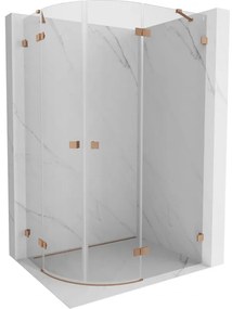 Mexen Lunar, pravý polkruhový sprchový kút 100 x 80 cm, 8mm číre sklo, profil medená matná, 833-100P-080L-65-00